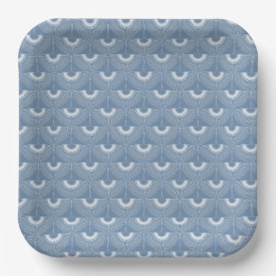 Geometrical swan flying bird pattern blue paper plate