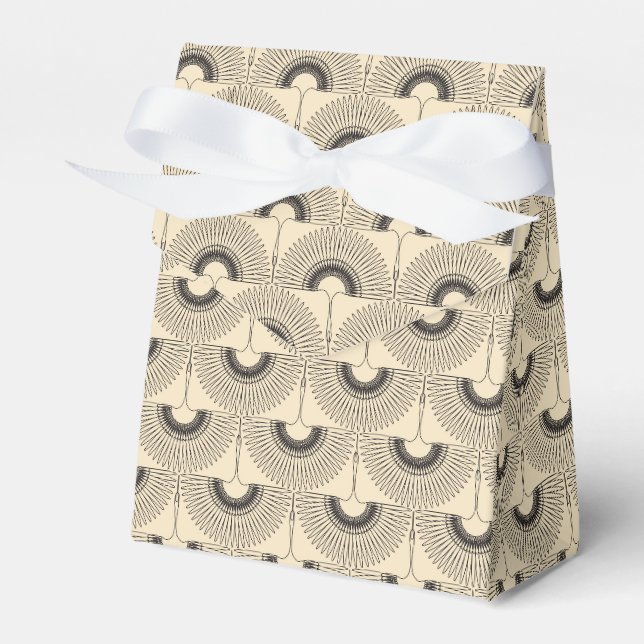 Geometrical swan flying bird pattern cream favor box (Front Side)