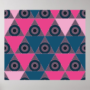 geometrical triangular grid seamless pattern in pi poster