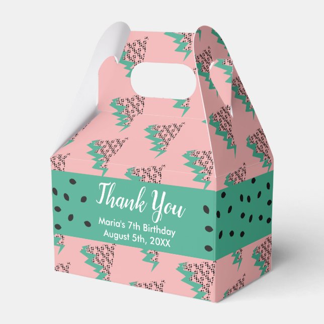 Geometrical Watermelon Seeds Birthday Party Favor Box (Front Side)