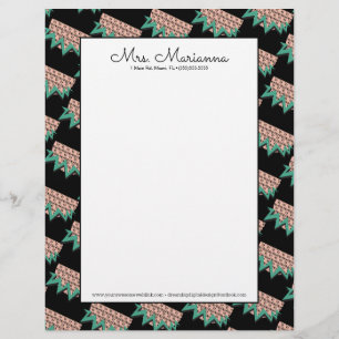 Geometrical Watermelon Summer Shapes Green Pattern Letterhead