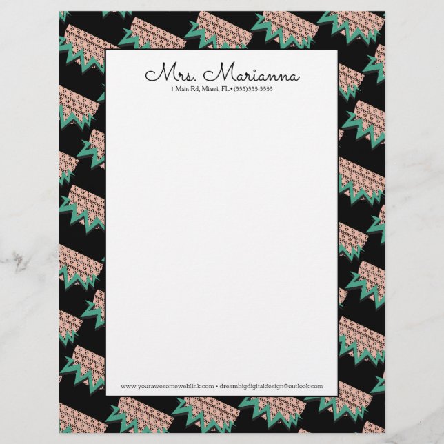 Geometrical Watermelon Summer Shapes Green Pattern Letterhead (Front)