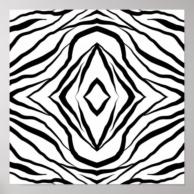 Geometrical White over black Zebra stripes Poster (Front)