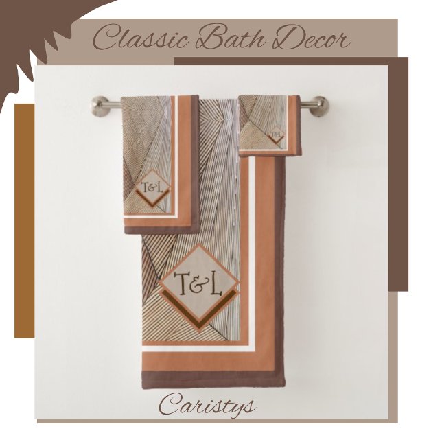 Geometrics Brown Shades Personalized  Bath Towel Set (Creator Uploaded)