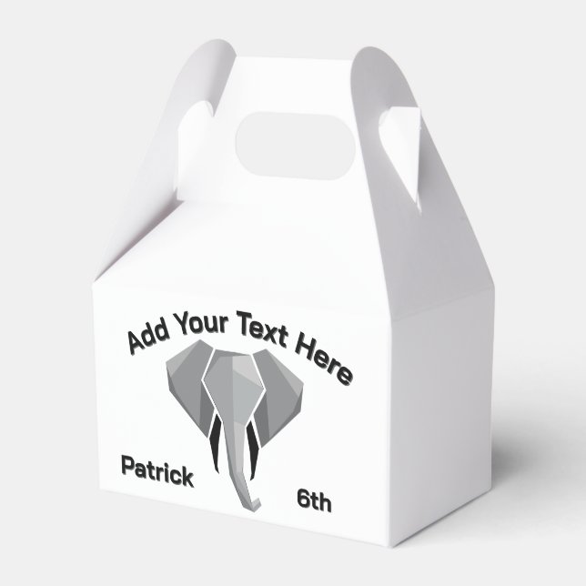  Geometrics Elephant Head Age Name Text Favor Box (Front Side)