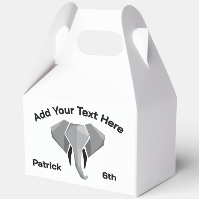  Geometrics Elephant Head Age Name Text Favor Box (Back)