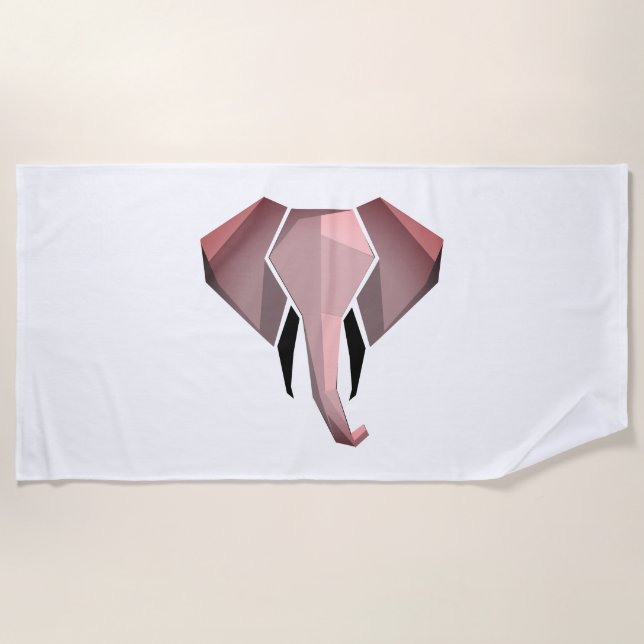 Geometrics Elephant Head  Beach Towel (Front)