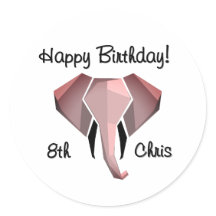  Geometrics Elephant Head Birthday Age and Name