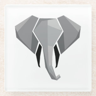 Geometrics Elephant Head  Glass Coaster
