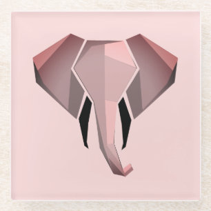 Geometrics Elephant Head  Glass Coaster