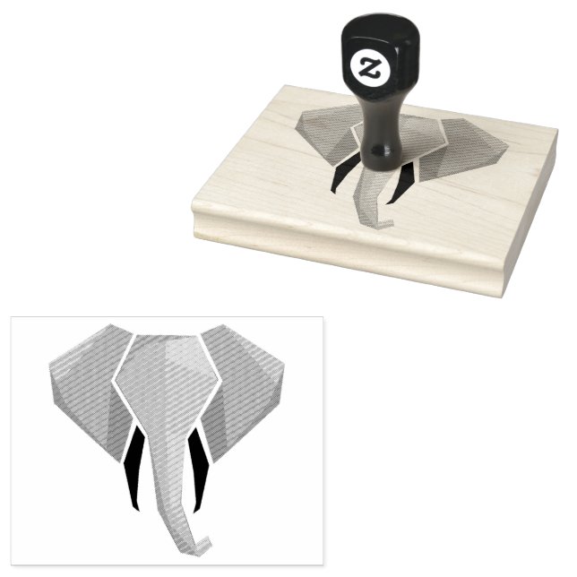 Geometrics Elephant Head  Rubber Stamp (Stamped)