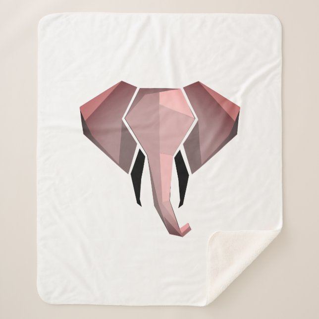 Geometrics Elephant Head  Sherpa Blanket (Front)