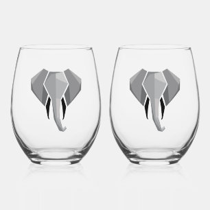 Geometrics Elephant Head Stemless Wine Glass