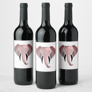 Geometrics Elephant Head  Wine Label