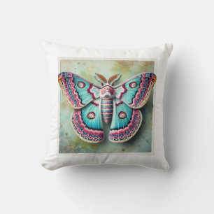 Geometrid Moth in Watercolor and Ink 030924IREF221 Throw Pillow