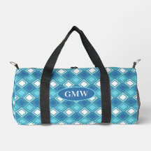 Géométrie bleu-vert : Sac à double monogramme