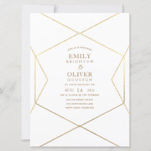 Géométrie en or minimaliste Invitations de mariage