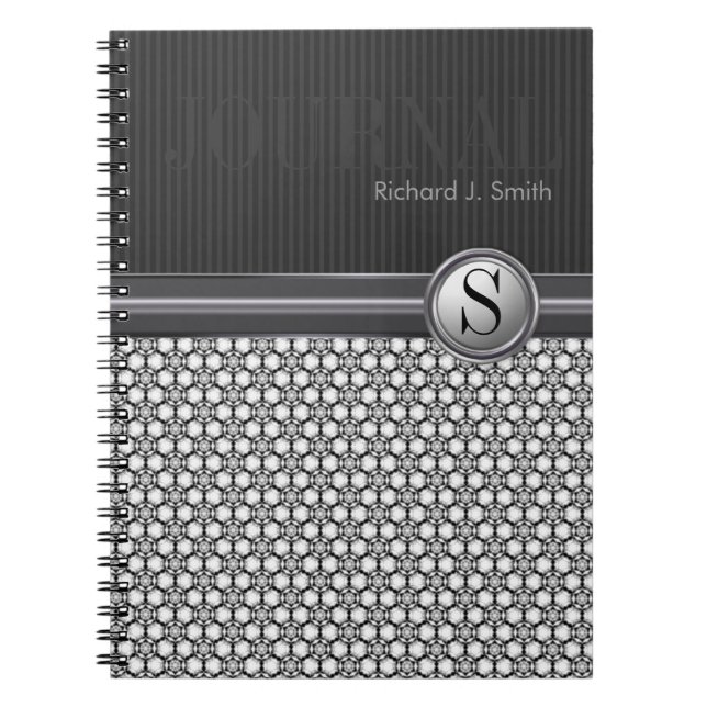Géométrie Motif Hexagone Noir Blanc Journal (Devant)