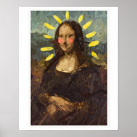 Géométrique, abstrait, portrait, mona lisa Poster
