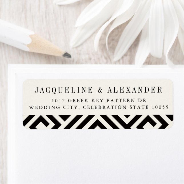Géométrique Clé grecque classique Adresse Mariage  (En situation)