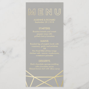 Géométrique   Menu Gris et or de colombe