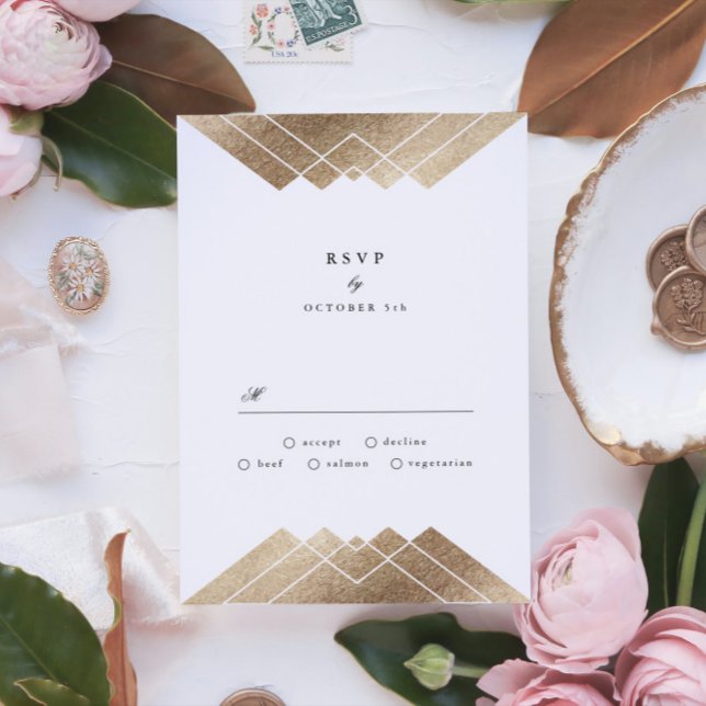 Géométrique rose or Gatsby mariage RSVP (Créateur téléchargé)