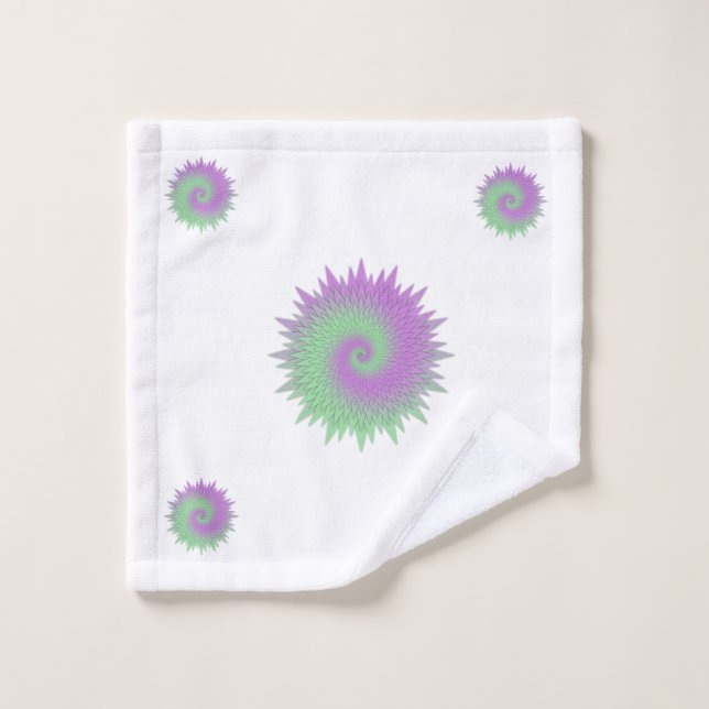 Géométrique Violet et Vert (Gant de toilette)