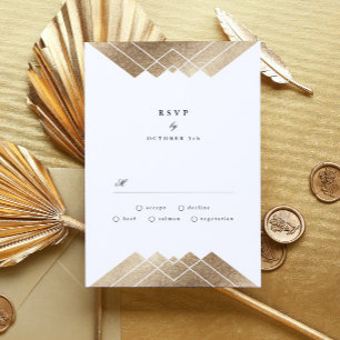 Géométrique White Gold Gatsby Wedding RSVP