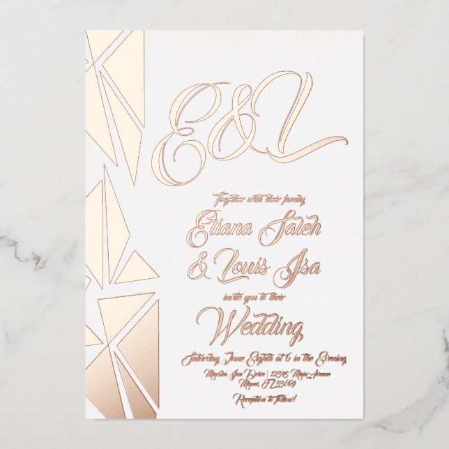 Geometry Blush Gold Wedding Pressed   (Front)