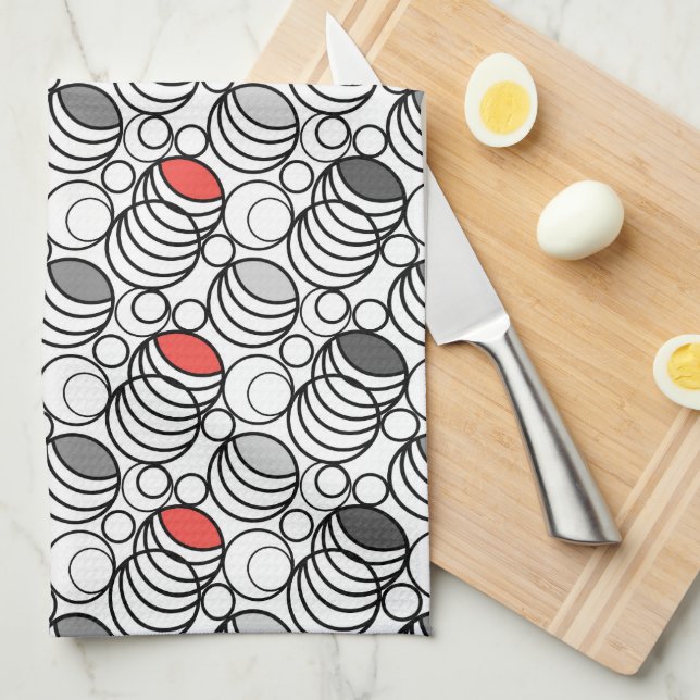 Geometry circles and rings decor retro sixties  kitchen towel (Quarter Fold)