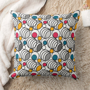 Geometry circles and rings decor retro sixties  throw pillow
