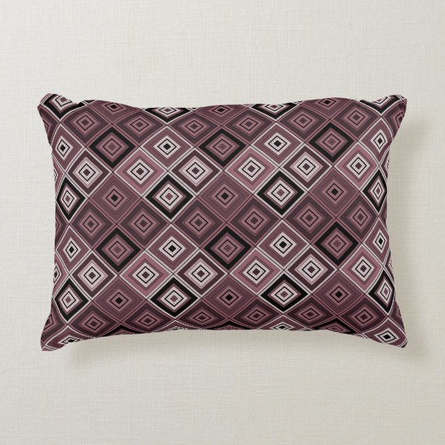 Geometry ethnic patchwork brown burgundy  accent pillow (Front)