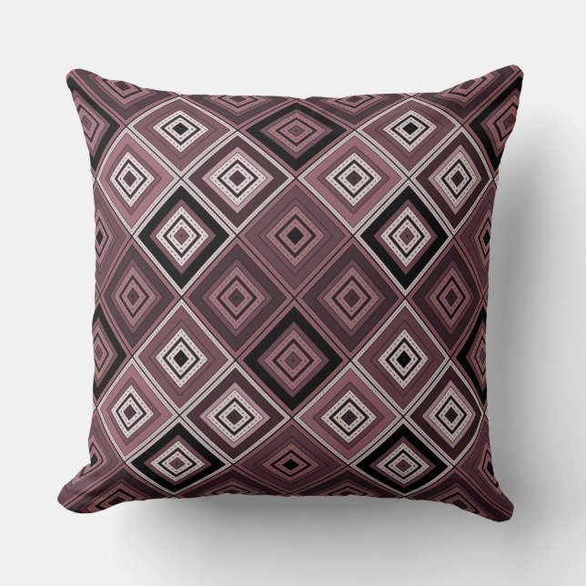 Geometry ethnic patchwork brown burgundy  throw pillow (Front)