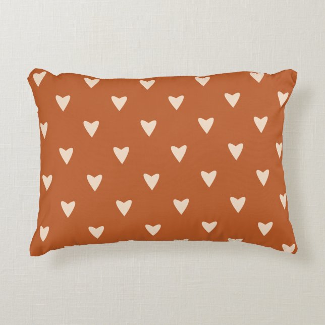 Geometry in Love - cream on red ochre - pattern.  Accent Pillow (Front)