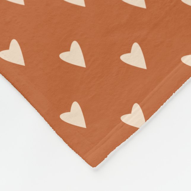 Geometry in Love - cream on red ochre - pattern.   Fleece Blanket (Corner)