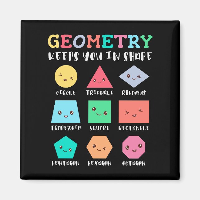 Geometry keeps you in shape, geometric shapes magnet (Front)