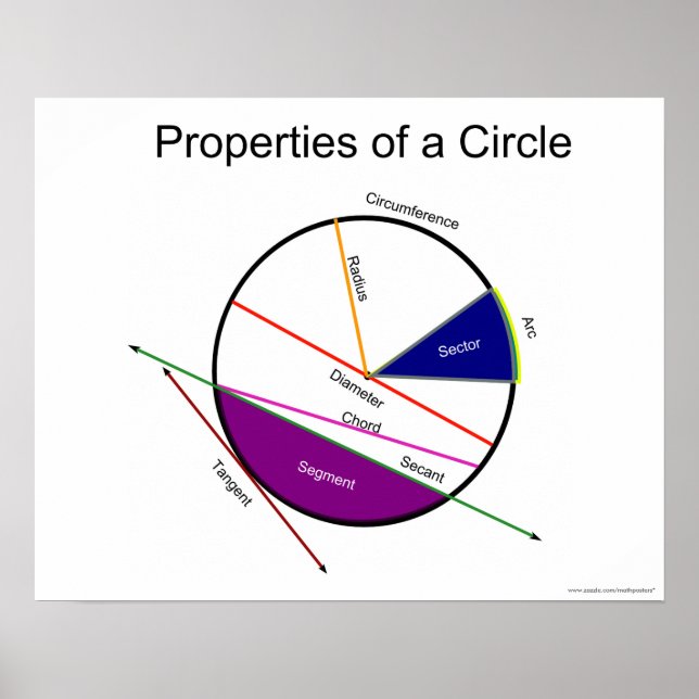 Geometry Math Poster: Properties of a Circle Poster (Front)