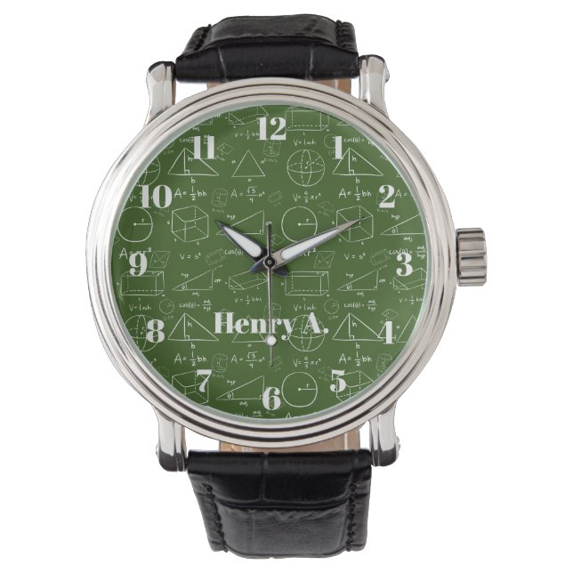 Geometry Math Stylish Dark Green Watch (Front)