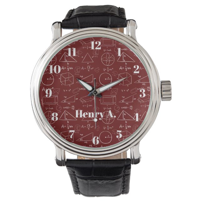 Geometry Math Stylish Red Wine Watch (Front)