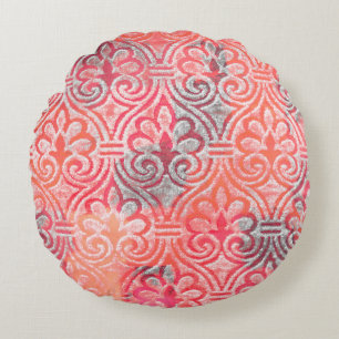 Geometry modern repeat pattern with texturesabstra round pillow