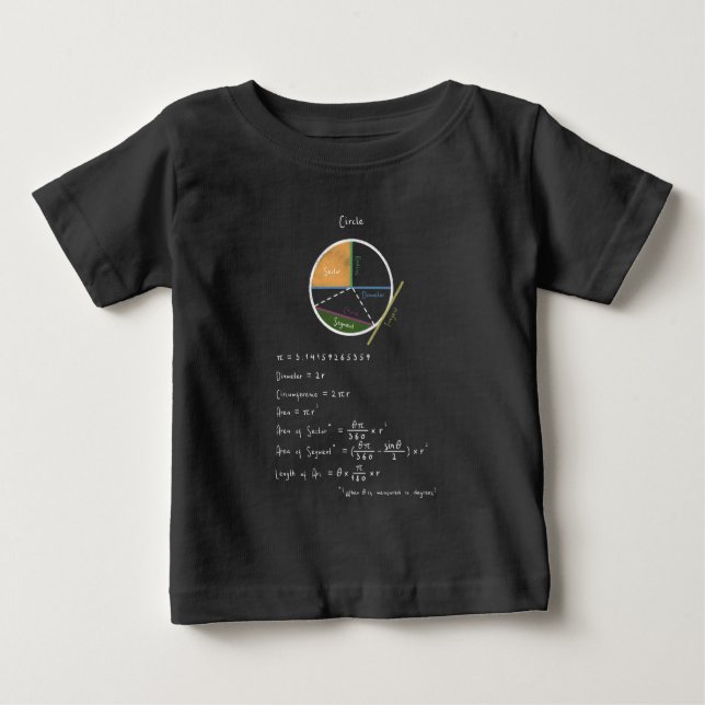 Geometry of a Circle Math Geometry Reference Baby T-Shirt (Front)