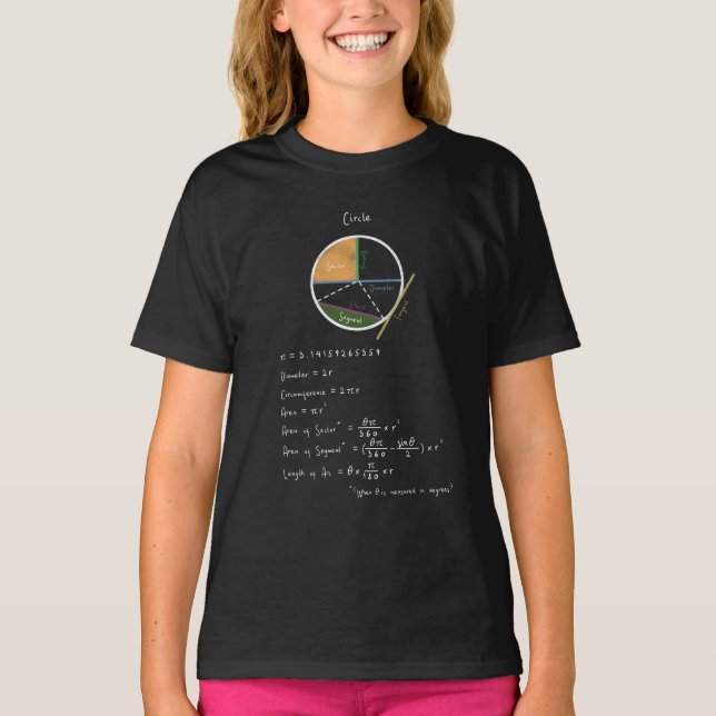 Geometry of a Circle Math Geometry Reference T-Shirt (Front)