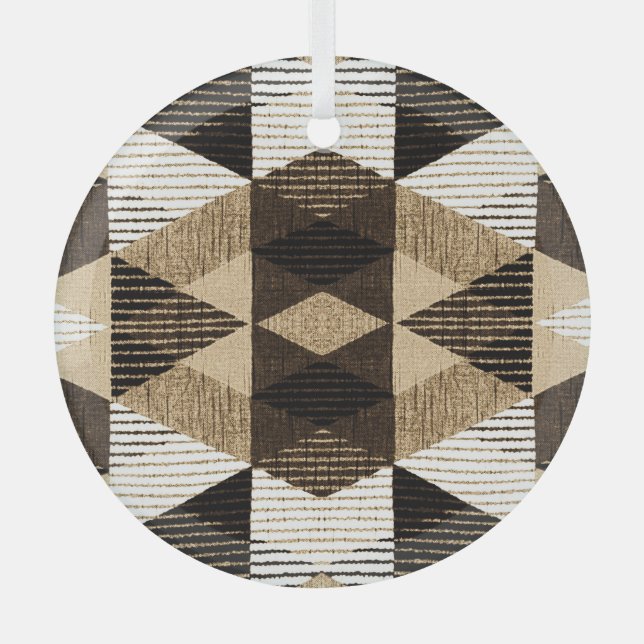 Geometry Repeat: Textured Background Design Glass Ornament (Front)