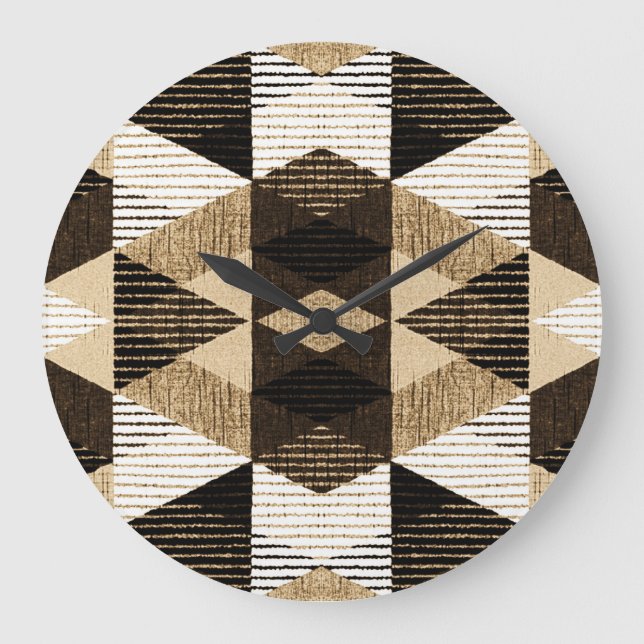 Geometry Repeat: Textured Background Design Large Clock (Front)