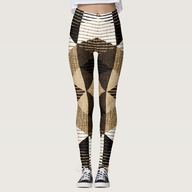 Geometry Repeat: Textured Background Design Leggings (Front)