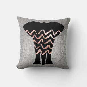 Geometry Rose Gold Blush Pink Grey Zig Zag Metal Throw Pillow