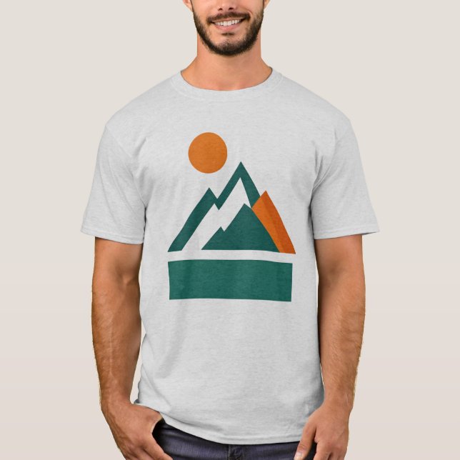 Geometry Shape Mountain Sunset T-Shirt (Devant)