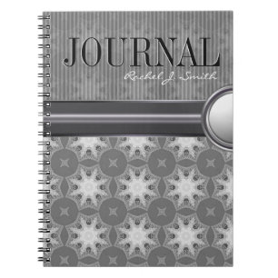 Geometry Silver White Snowflake Motif Journal