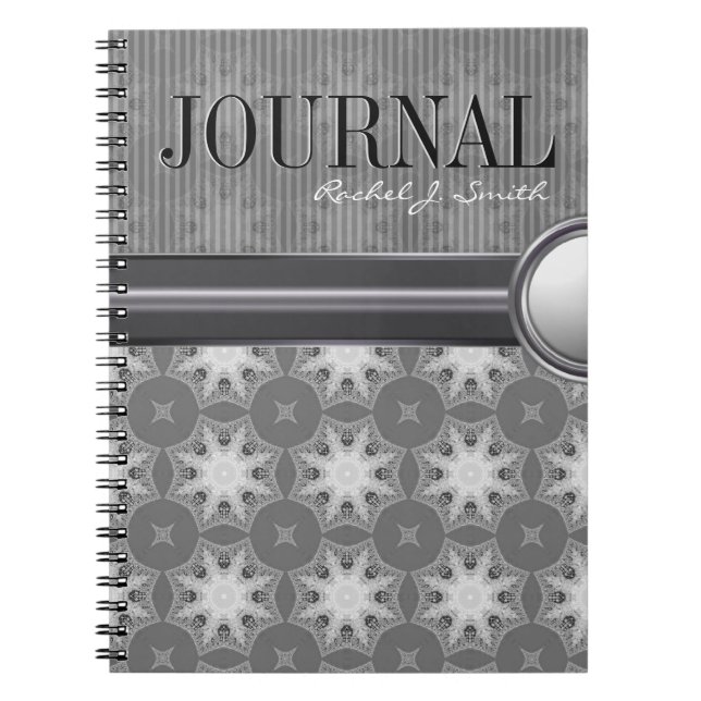 Geometry Silver White Snowflake Motif Journal (Devant)