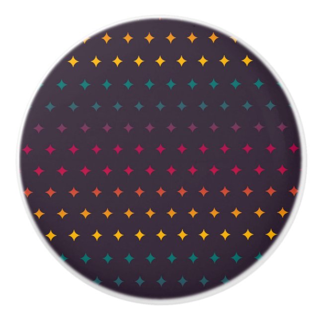 Geometry stars Rainbow Retro Cyber Punk Pattern Ceramic Knob (Front)